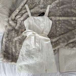 Lulus  White Floral Lace Dress with Bow